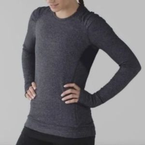 🔻Lululemon Think Fast Long Sleeve  Top Herringbone Zip Pocket Thumb Hole Size 4